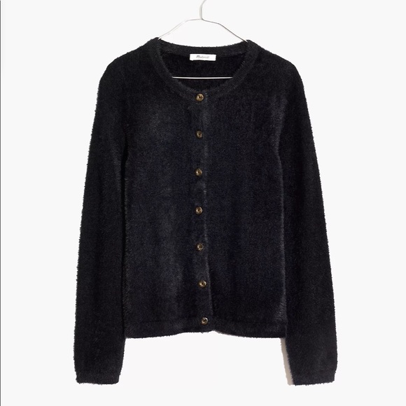Madewell Sweaters - NWT Madewell Hewitt Fuzzy Cardigan Sweater Black